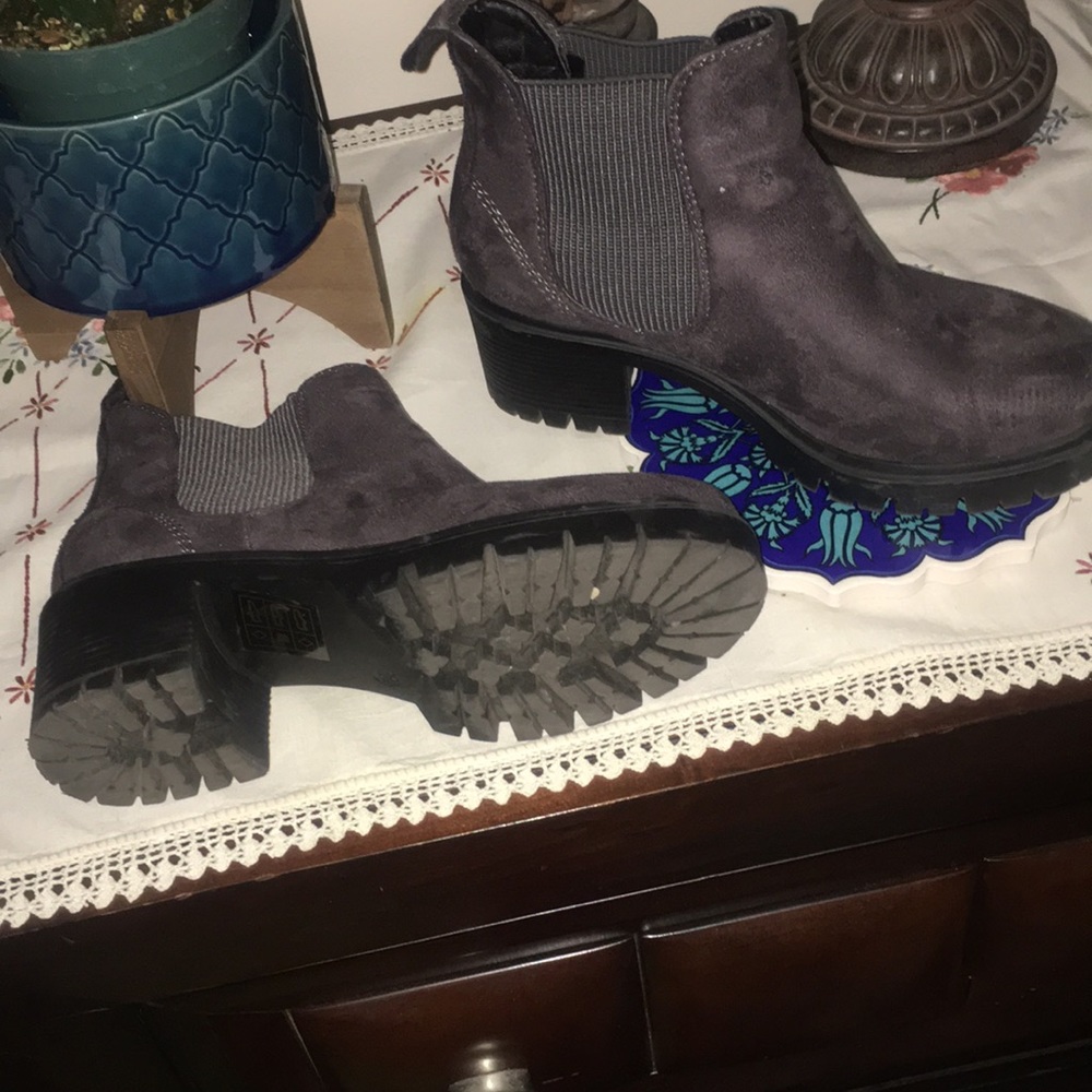 Grey chunky booties